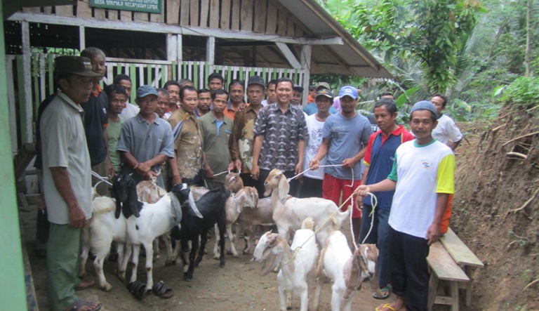 Kelompok Tani Ternak Wana Aji Desa Dermaji Berikan Hibah Kambing pada Pokja LMDH